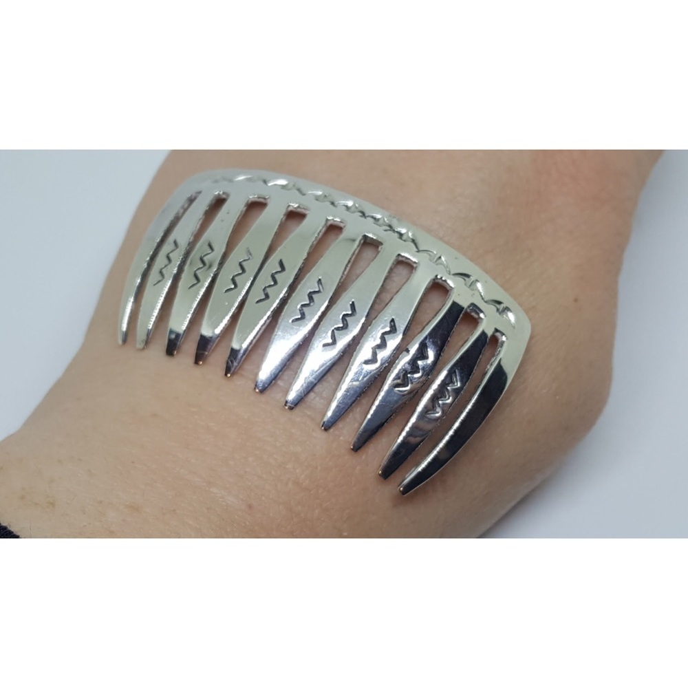 Sterling Silver Navajo Hair Comb Geometric